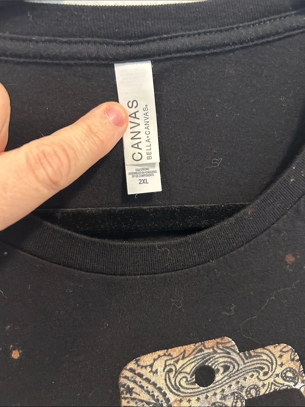 Bella Canvas Black and Brown Bleach-Effect Men’s Graphic Tee